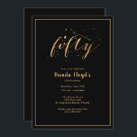 Convite 50ª Festa de aniversário Dourada 50ª<br><div class="desc">Elegante 50º convite de aniversário em um design preto e dourado. Personalize com os detalhes do seu partido.</div>