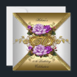 Convite 50ª Festa de aniversário Elegante Rosas Roxo Doura<br><div class="desc">50ª Festa de aniversário, Rosa branco roxo Festa de aniversário Dourada. Convite para flores florais, Convites de aniversário de Festa para 15, 16, 18, 21ruas, 20, 30, 40, 50, 60, etc. Este estilo de Design é protegido por copyright © Conteúdo e Designs © 2000-2014 Zizzago™ (Marca registrada) e são licenciadores....</div>