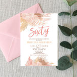 Convite 50ª Festa de aniversário Floral Cor-de-Rosa 60ª<br><div class="desc">Este é um Convite de aniversário 60º Flor Rosa-Rosa Sessenta-Boho!</div>