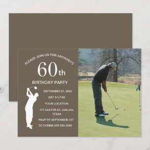 Convite 50ª Festa de aniversário Golfer Brown Par Golf Fot
