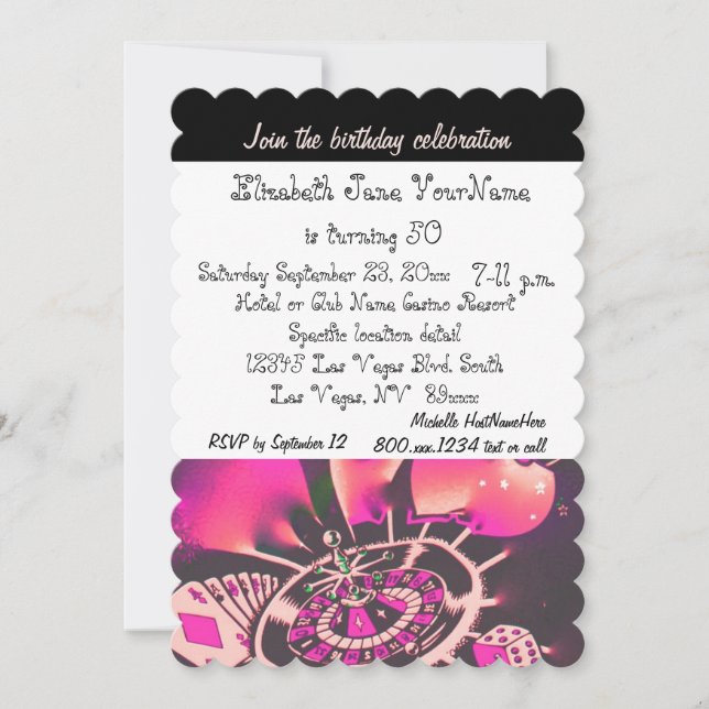Convite 50ª Festa de aniversário Las Vegas (Frente)