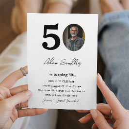 Convite 50ª Festa de aniversário, preto e branco