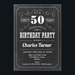 Convite 50ª Festa de aniversário - Preto Quadro Preto Bran<br><div class="desc">50º Convite de aniversário. Design preto e branco elegante com padrão de quadro.</div>