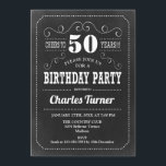 Convite 50ª Festa de aniversário - Preto Quadro Preto Bran<br><div class="desc">50º Convite de aniversário. Design preto e branco elegante com padrão de quadro.</div>