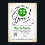 Convite 50ª Festa de aniversário - Preto Verde Branco<br><div class="desc">50º Convite de aniversário em preto branco verde com fundo retrocremoso. Saúde a 50 anos! Pode ser personalizado em qualquer ano. Envie-me uma mensagem se precisar de mais personalização.</div>