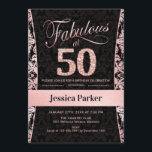 Convite 50ª Festa de aniversário - Rosa Dourado preto<br><div class="desc">50º Convite de aniversário em ouro preto e rosa. Cartão de convite elegante com ouro de rosa brilhante e diamantes falsos. Apresenta cor damasco e fonte de script. Fabuloso aos cinquenta! Design clássico perfeito para uma festa de na moda. Envie-me uma mensagem se precisar de uma idade personalizada.</div>