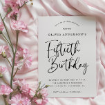 Convite 50ª Festa de aniversário | Tipografia branca e neg<br><div class="desc">Este simples, mas sempre elegante design apresenta a moderna tipografia branca e negra e as palavras "50º Aniversário" em escrita de caligrafia. Os convites se revertem a um padrão sutil e repetitivo de Arte Deco em cinzas cromáticas e preto. Por causa da sofisticação e da elegância, estes convites para o...</div>