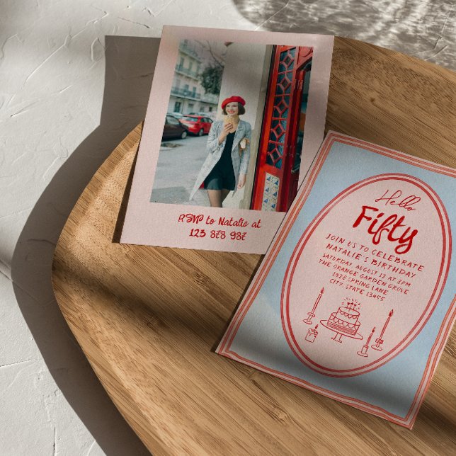 Convite 50ª Foto Pintada Pintada Pintada Quirky Frame Pink (Criador carregado)