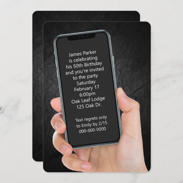 Convite 50ª Mensagem de Texto de Festa de aniversário (Frente/Verso)