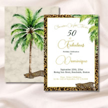 50ª Palm Leopard Imprime Wild Birthday