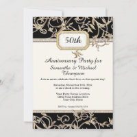 50º 50º Art Nouveau Black n Dourado Anniversário