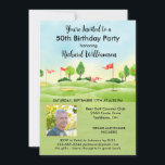Convite 50º 50º Golfe de Fotografia Festa de aniversário M<br><div class="desc">Este festivo e colorido 50º Convite de aniversário tem um tema Golfe e é perfeito para um Golfe. Ele apresenta um carrinho de golfe com Golf Clubs em um Curso de Golfe, muito para personalizar para se adequar ao seu evento, assim como a uma foto. Nós temos todos os ingredientes...</div>