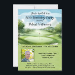 Convite 50º 50º Golfe de Fotografia Festa de aniversário M<br><div class="desc">Este festivo e colorido 50º Convite de aniversário tem um tema Golfe e é perfeito para um Golfe. Ele apresenta um carrinho de golfe com Golf Clubs em um Curso de Golfe, muito para personalizar para se adequar ao seu evento, assim como a uma foto. Nós temos todos os ingredientes...</div>