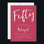 Convite 50º Aniversário - 40 Escovas Magenta<br><div class="desc">Este convite de tendência apresenta um cabeçalho de script e as suas informações personalizadas. Use o formulário modelo para adicionar os detalhes da sua parte. O recurso Personalizar permite alterar o estilo da fonte e adicionar ou excluir texto.</div>