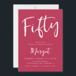 Convite 50º Aniversário - 40 Escovas Magenta<br><div class="desc">Este convite de tendência apresenta um cabeçalho de script e as suas informações personalizadas. Use o formulário modelo para adicionar os detalhes da sua parte. O recurso Personalizar permite alterar o estilo da fonte e adicionar ou excluir texto.</div>