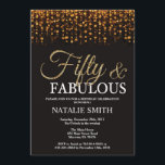 Convite 50º aniversário 50 e fabulosa e Dourada reluzente<br><div class="desc">50º convite de aniversário. Cinquenta e fabulosa. Preto e Dourado. Dourada Glitter. Festa de aniversário adulta. Para Homens ou Mulheres. Para mais personalização,  clique no botão "Personalizar" e use nossa ferramenta de design para modificar este modelo.</div>