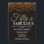 Convite 50º aniversário 50 e fabulosa e Dourada reluzente<br><div class="desc">50º convite de aniversário. Cinquenta e fabulosa. Preto e Dourado. Dourada Glitter. Festa de aniversário adulta. Para Homens ou Mulheres. Para mais personalização,  clique no botão "Personalizar" e use nossa ferramenta de design para modificar este modelo.</div>