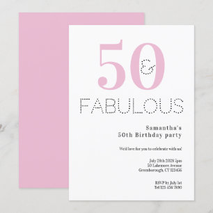 Convite 50º Aniversário 50 e Fabuloso Partido Rosa