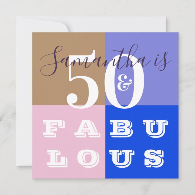 Convite 50º aniversário 50 fabulosa Festa de aniversário m (Frente)