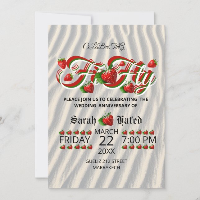 Convite 50º Aniversário Berry Invitation, Casamento de Our (Frente)