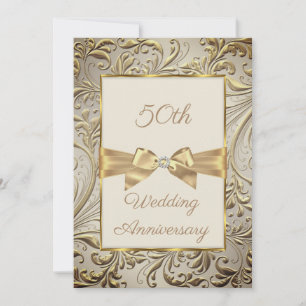 Convite 50º Aniversário Bronze Dourado Arco Floral Redemoi