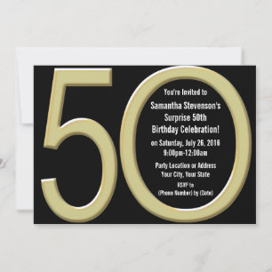 Convite 50º aniversário/Convite de festas Dourado