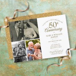 Convite 50º Aniversário Coração Dourado Confete 3 Foto