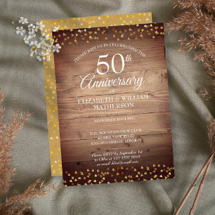 Convite 50º Aniversário Corações de Amor Dourados Madeira 