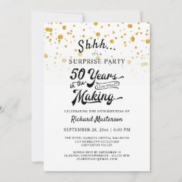 Convite 50º aniversário da festa surpresa retrô Dourado Co