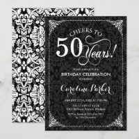 50º aniversário - Damasco preto e branco