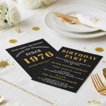 50º Aniversário de 1976 Preto Dourado Personalizad