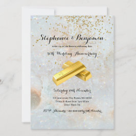 Convite 50º Aniversário de Bodas de Glitter Dourado Elegan