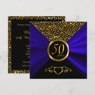 Convite 50º Aniversário de Bodas de Ouro Padrão Leopardo