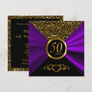 Convite 50º Aniversário de Bodas de Ouro Padrão Leopardo