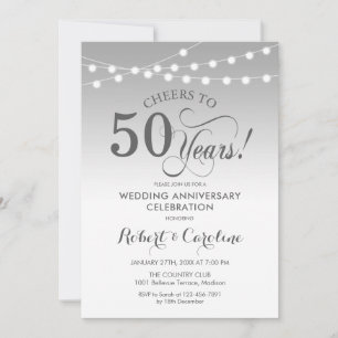 Convite 50º Aniversário de Casamento - Branco Prata