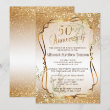 50º Aniversário de Casamento com Glitter Dourado |