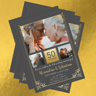 Convite 50º aniversário de casamento com quadro personal