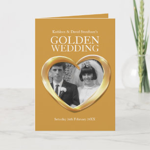 Convite 50º aniversário de casamento coração dourado foto 