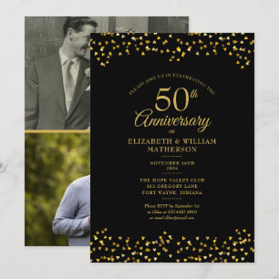Convite 50º Aniversário de Casamento Corações de Amor 2 Fo