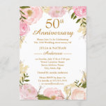 Convite 50º aniversário de casamento do Elegant Pink Flora<br><div class="desc">Mais bonito Aniversário de Casamento Floral na Loja Little Bayleigh!</div>