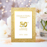 Convite 50º aniversário de casamento do Ouro personalizado<br><div class="desc">Cartões de convite para o aniversário de casamento elegantes, mas modernos (50 anos). Folha de ouro falsa/brilho com 50 grandes com coração de diamante falsa no meio. Personalize estes cartões de aniversário de casamento com suas informações. Perfeito para renovação de votos. Fácil de editar. Ver coleção correspondente; adesivos, guardanapos, etiquetas...</div>