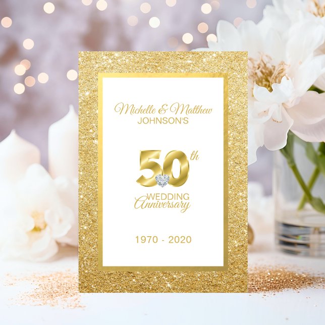 Convite 50º aniversário de casamento do Ouro personalizado (Personalized 50th Golden Wedding Anniversary Invitation)