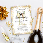 Convite 50º aniversário de casamento Dourado<br><div class="desc">Este 50º convite de aniversário de casamento é perfeito para qualquer casal casado que queira brindar a um ouro fabuloso, 50 anos juntos! O design apresenta um par de belos óculos cheios de champanhe de aquarela, uma ouro de borda reluzente e uma elegante tipografia de guiões manuscritos. Atualize facilmente todos...</div>