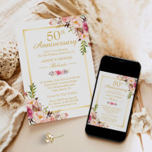 50º Aniversário de Casamento Elegante Chic Dourado