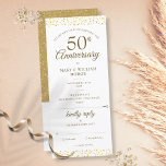 Convite 50º aniversário de casamento Heart Confetti RSVP<br><div class="desc">Um convite e um cartão rsvp para você personalizar com seus detalhes especiais de celebração de aniversário de casamento no ouro 50º na tipografia de ouro-chico. O reverso apresenta o confete do coração do amor dourado. O convite inclui um cartão RSVP que pode ser interrompido e detalhes de informações de...</div>