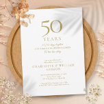 Convite 50º aniversário de casamento Memórias Douradas<br><div class="desc">Este convite de aniversário de chic pode ser personalizado com suas memórias especiais de 50 anos de aniversário e informações de celebração. Projetado por Thisnotme©</div>