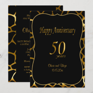 Convite 50º Aniversário de Casamento Padrão de Girafa
