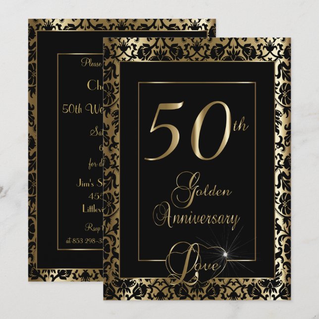Convite 50º Aniversário de Casamento | Texto DIY (Frente/Verso)