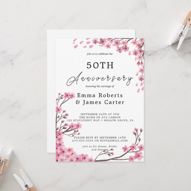 Convite 50º Aniversário de Casamentos Românticos (Frente/Verso In Situ)