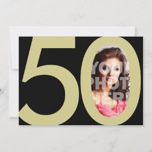 Convite 50º aniversário de fotos Dourado ou outro Convit